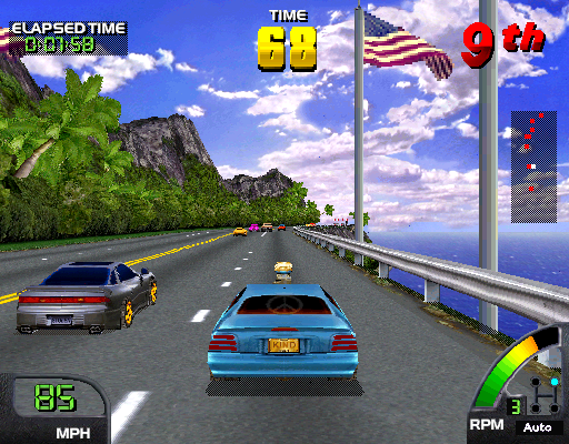 Cruis'n World (Arcade) screenshot: Overtaking.