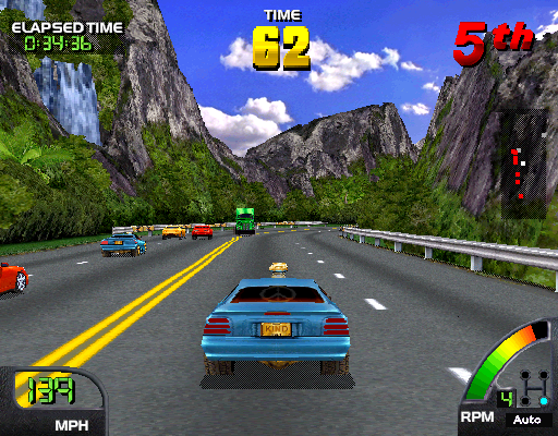 Cruis'n World (Arcade) screenshot: Truck approaching.