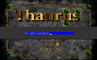 Thaurus (Amiga) screenshot: Entering the password