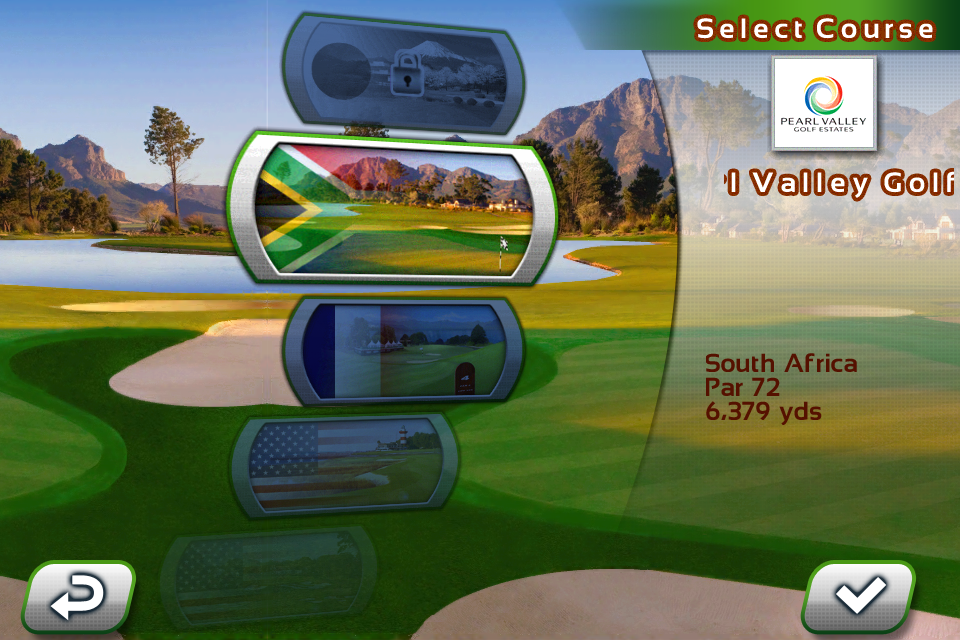Real Golf 2011 (iPhone) screenshot: Course selection