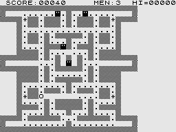 Ghost Hunt (ZX81) screenshot: Lets eat the dots.