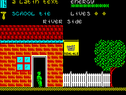 The Happiest Days of Your Life (ZX Spectrum) screenshot: Outside a pub
