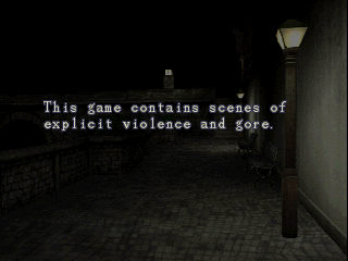 Resident Evil: Survivor (PlayStation) screenshot: Game disclaimer.