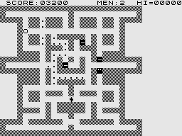 Ghost Hunt (ZX81) screenshot: Nearly cleared the maze.