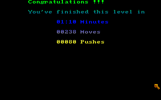 Roll On (Amiga) screenshot: Level 0 done