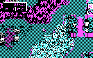 Commander Keen 4: Secret of the Oracle (DOS) screenshot: World map - a bird's eye view of the Shadowlands (CGA)