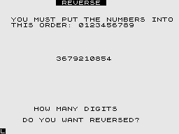 2K Games Pack (ZX81) screenshot: Reverse