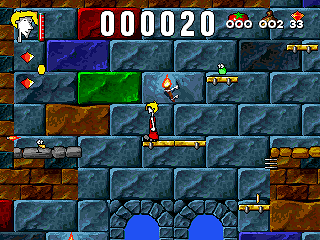 Mr. Tomato (DOS) screenshot: On the high platform