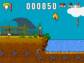 Mr. Tomato (DOS) screenshot: Piranha and extra energy