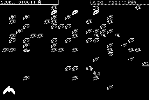 Mouse Stampede (Macintosh) screenshot: I got hit and the screen goes black