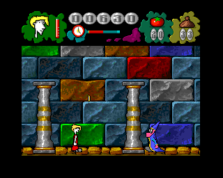 Mr. Tomato (Amiga) screenshot: Blue wizard