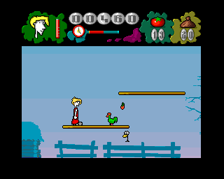 Mr. Tomato (Amiga) screenshot: Green chicken