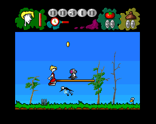 Mr. Tomato (Amiga) screenshot: Sharp spikes coming from the ground
