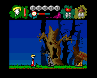Mr. Tomato (Amiga) screenshot: Buggyman and a snail