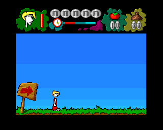 Mr. Tomato (Amiga) screenshot: Forest level starts up