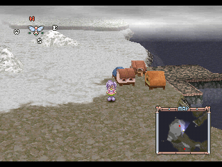 Tales of Destiny II (PlayStation) screenshot: The third world map - icy region. Meredy is leading now