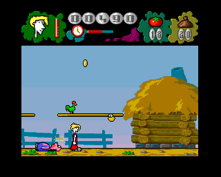 Mr. Tomato (Amiga) screenshot: Peasant knocked out