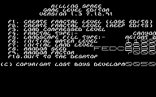 Killing Spree (Atari ST) screenshot: Editor main menu