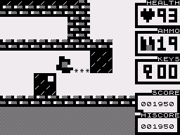 Virus (ZX81) screenshot: These crates can be destroyed and sometimes they contain collectibles
