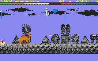 Return of the Mutant Camels (Amiga) screenshot: Attacked by underwear