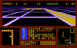 Solar Star (Atari 8-bit) screenshot: Navigating next to the wall