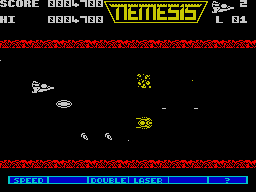 Gradius (ZX Spectrum) screenshot: Yellow ship