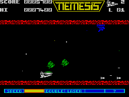 Gradius (ZX Spectrum) screenshot: Green ships
