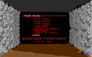 Catacomb 3-D (DOS) screenshot: Main menu