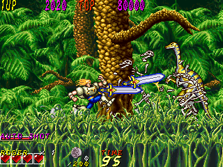 Dyna Gear (Arcade) screenshot: Skeleton dinos