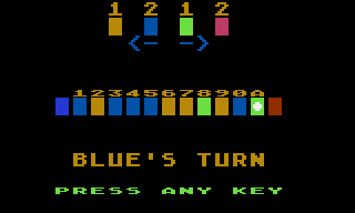 Tug-A-War (Atari 8-bit) screenshot: No way out for Blue, it seems