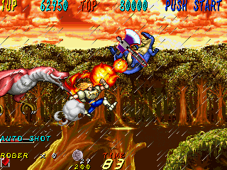 Dyna Gear (Arcade) screenshot: Throw axe