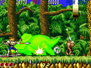 Dyna Gear (Arcade) screenshot: triceratops
