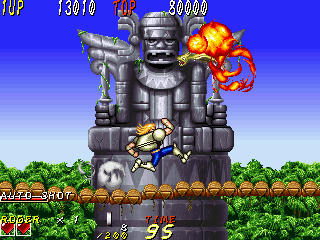 Dyna Gear (Arcade) screenshot: Fight on bridge