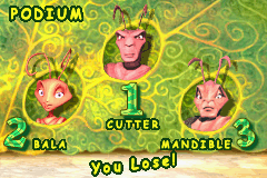 Screenshot of Antz Extreme Racing (Game Boy Advance, 2002) - MobyGames