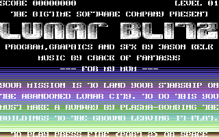 Lunar Blitz (Commodore 64) screenshot: Title screen