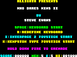 Who Dares Wins II (ZX Spectrum) screenshot: Title Screen