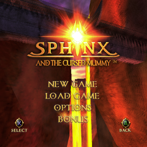 Sphinx and the Cursed Mummy (PlayStation 2) screenshot: The game's main menu