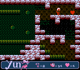 Yun (NES) screenshot: Here is a heart for an extra life.