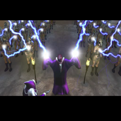 Shifters (PlayStation 2) screenshot: Before the game starts there's an animated sequence, this is the point where the baddie changes his loyal troops into monsters