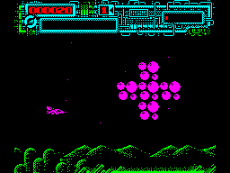 Tanium (ZX Spectrum) screenshot: Blast the huge alien