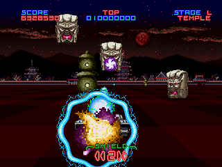 Night Striker (SEGA Saturn) screenshot: Some weird enemies in the Temple stage