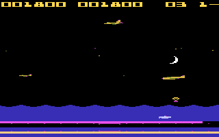 Aquatron (Atari 8-bit) screenshot: Paratrooper