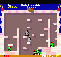 The Fairyland Story (Sharp X68000) screenshot: But she should be, because that's one nasty worm