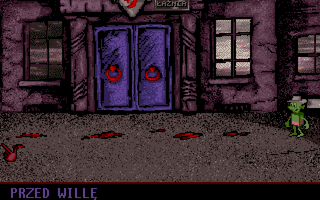Harold's Mission (DOS) screenshot: In front of the bath
