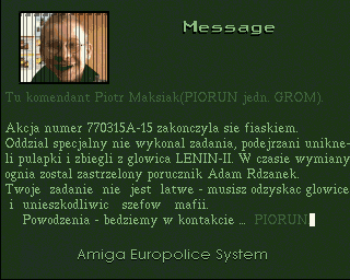 Prawo krwi (Amiga) screenshot: Special forces commander briefing