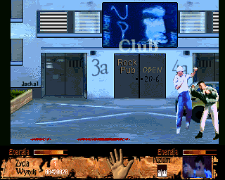 Prawo krwi (Amiga) screenshot: Blow to the ribs