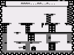 Yoogor (ZX81) screenshot: I'm falling - without potion I would die here