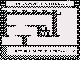 Yoogor (ZX81) screenshot: Interacting with switches causes the gate to open