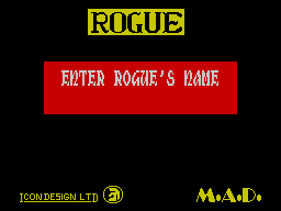 Rogue (ZX Spectrum) screenshot: Enter rogue's name