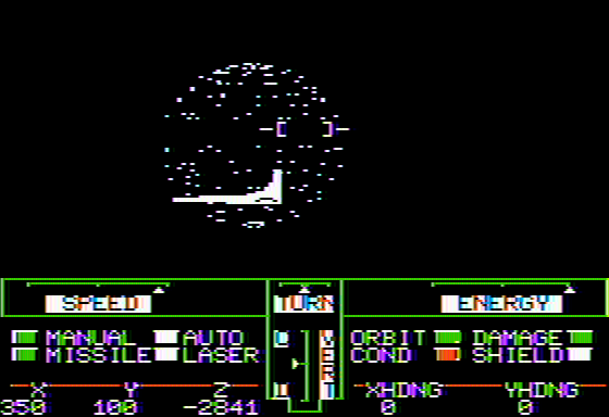 Space Vikings (Apple II) screenshot: Starting off at Sol